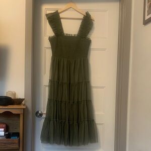 Baltic Born Olive Tiered Midi Dress